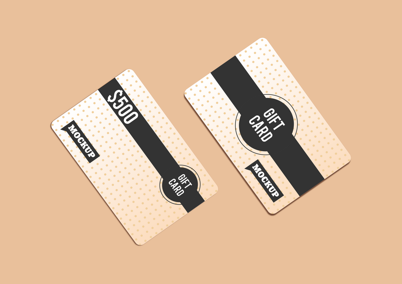 Two Vertical Front View Gift Card Mockup psd