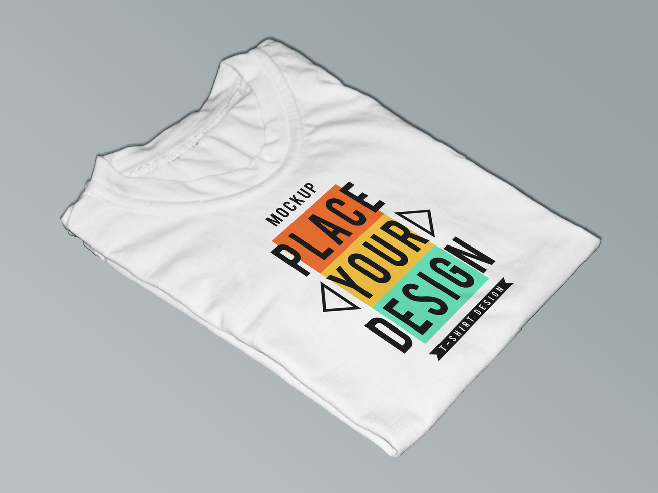 Front Folding T-shirt Mockup design template psd