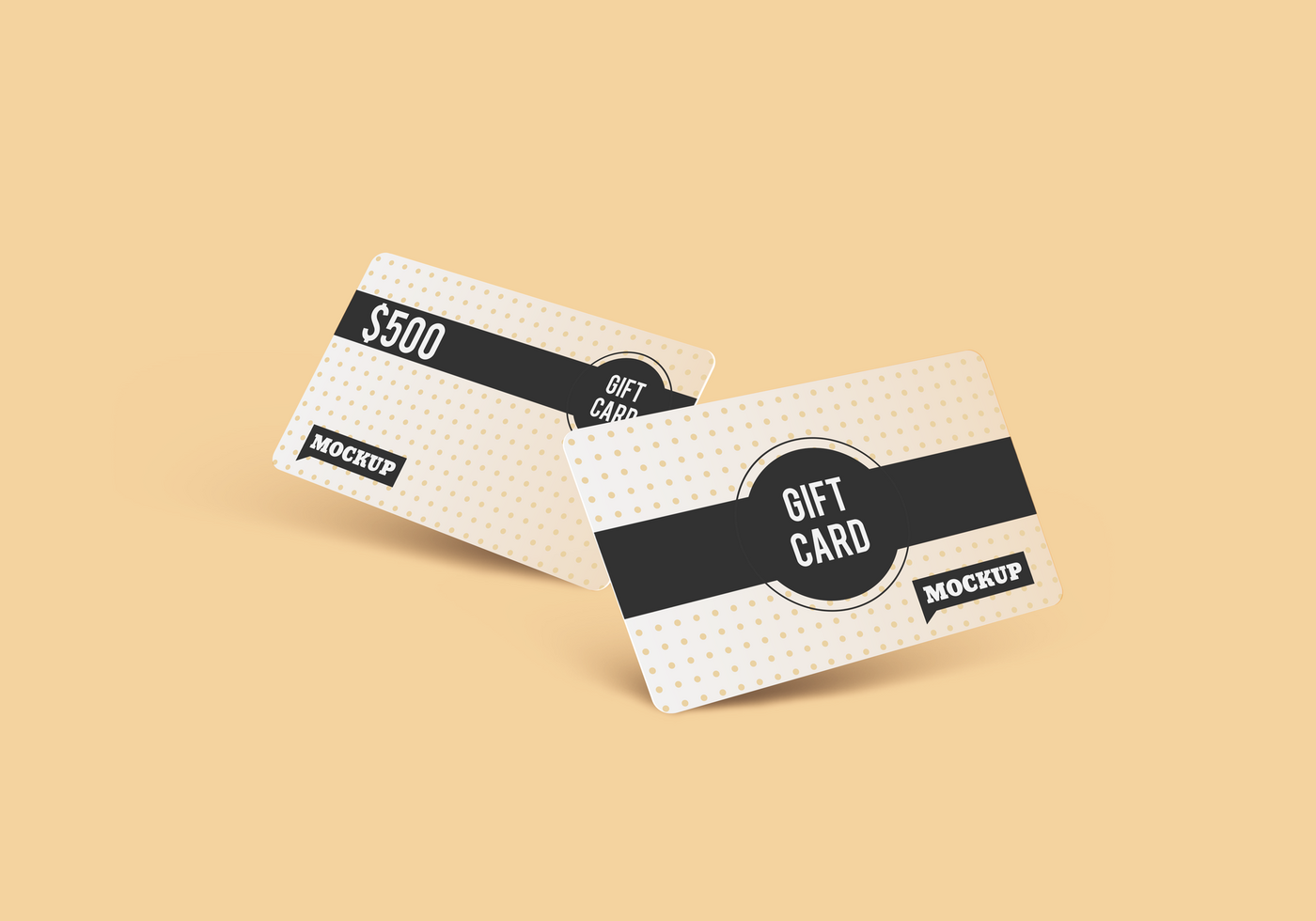 Two Satndup Front View Gift Card Mockup psd