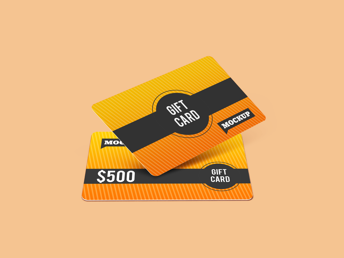 Two Flying Style Front View Gift Card Mockup psd