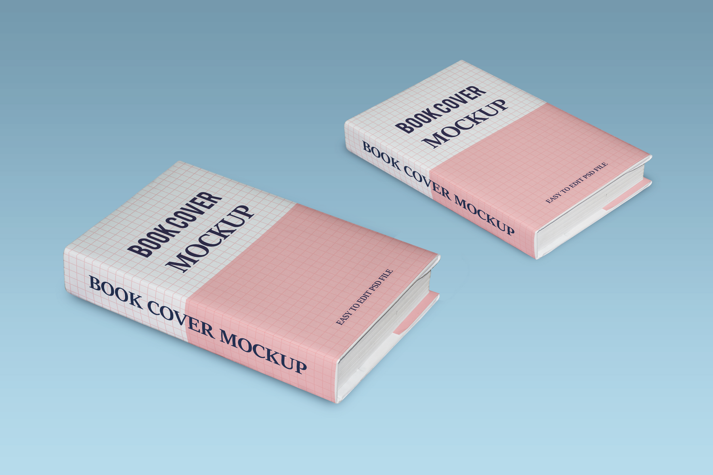 Hard Two Book Cover and Side Mockup Design psd