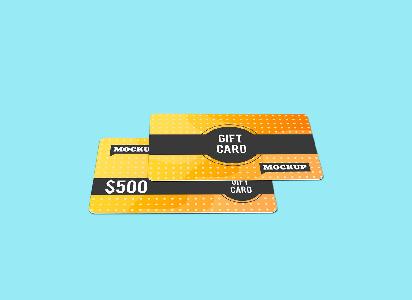 Two Front View Gift Card Mockup psd