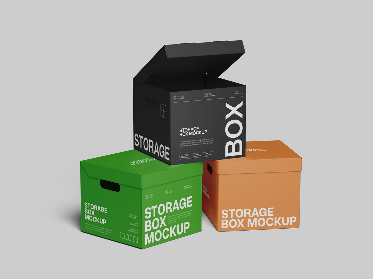 Storage Box Mockup 3D Render psd