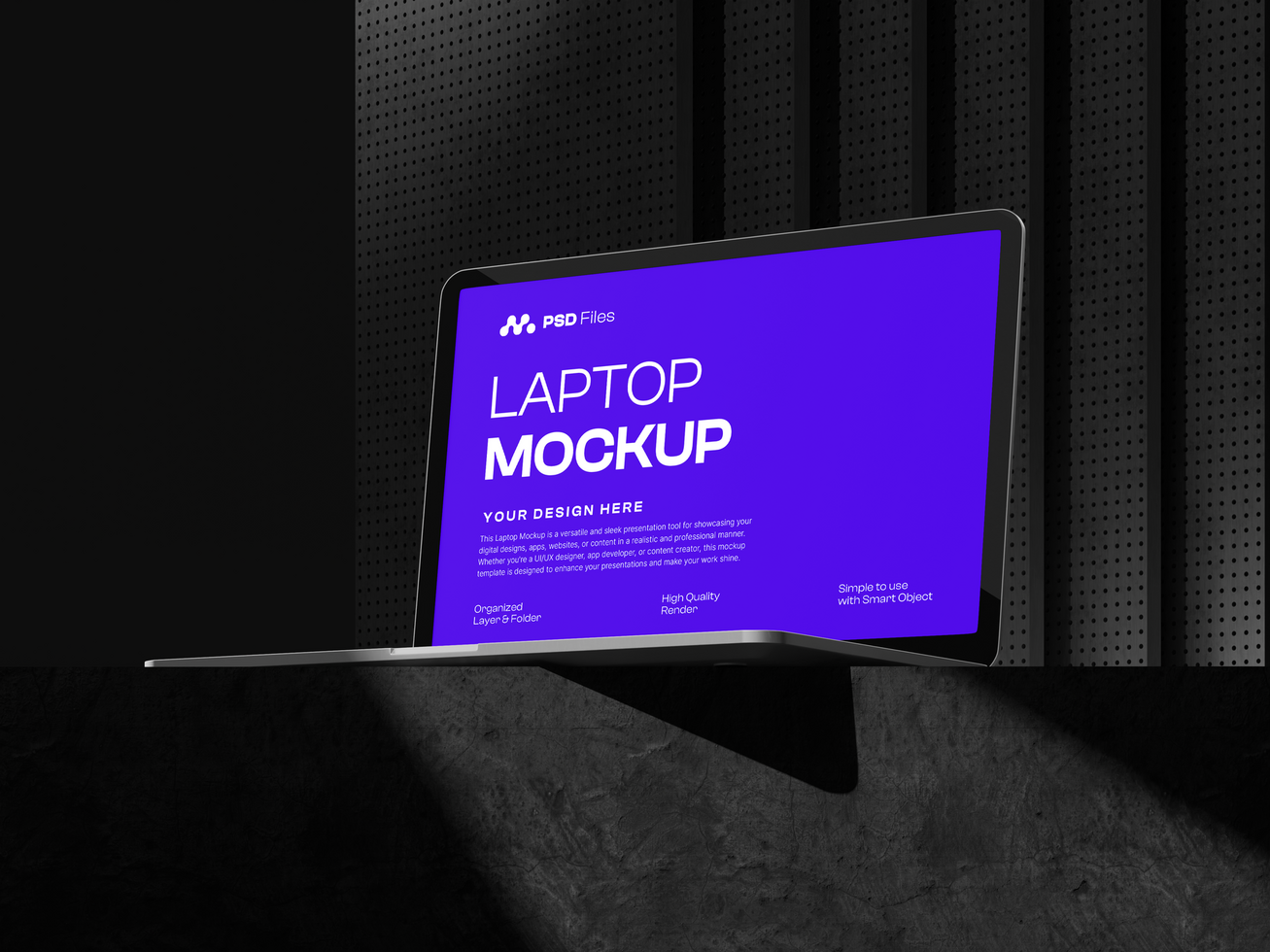 Web Desktop 3D Mockup Dark Style psd