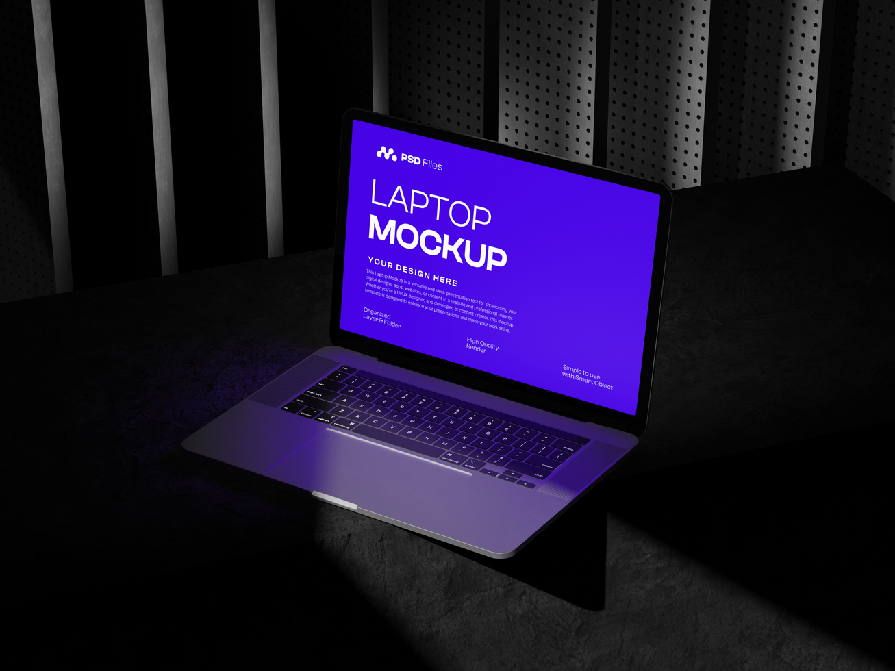 Laptop Desktop 3D Render Mockup Dark Style psd