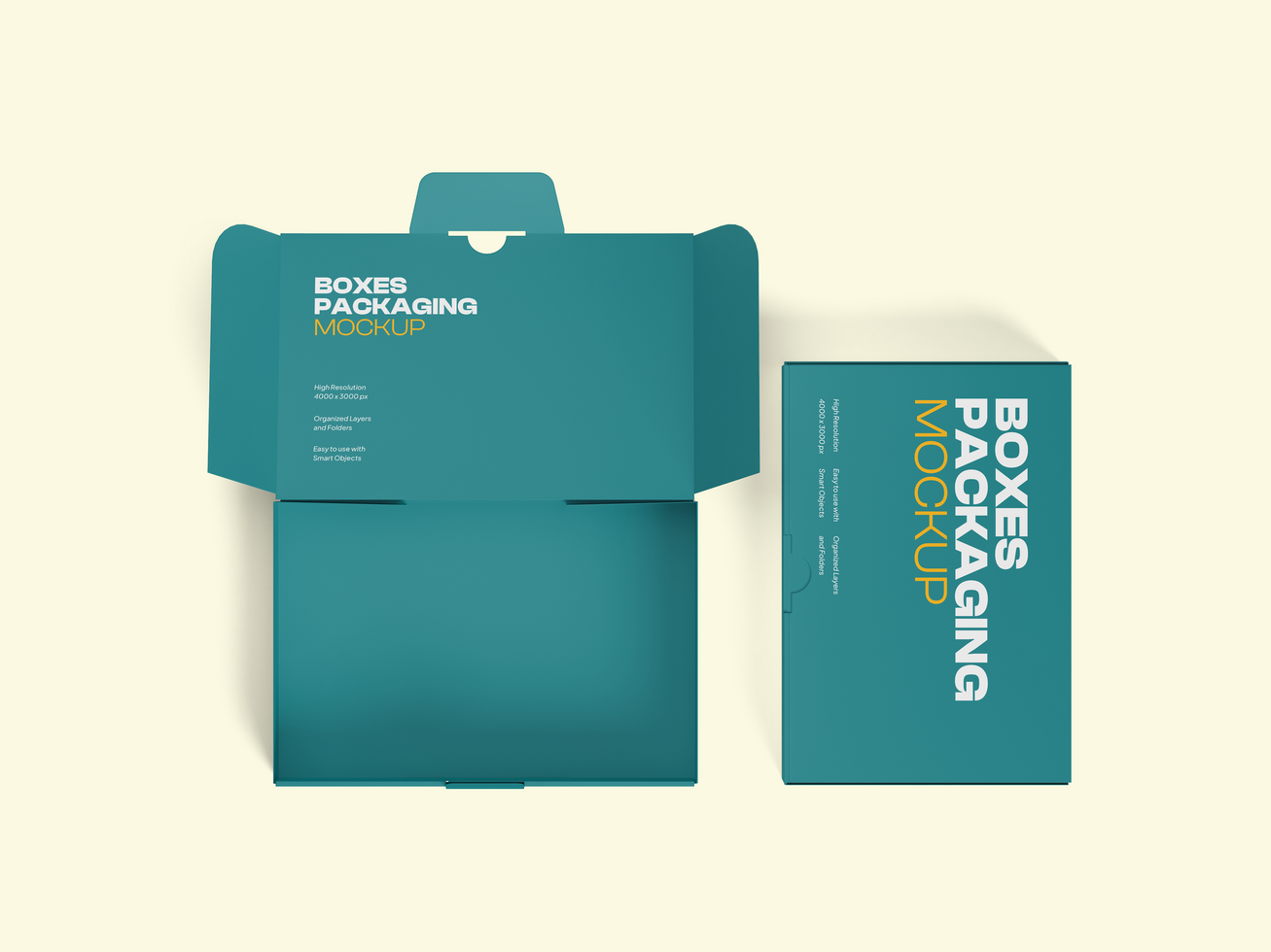 Boxes Packaging with Open Page Mockup psd