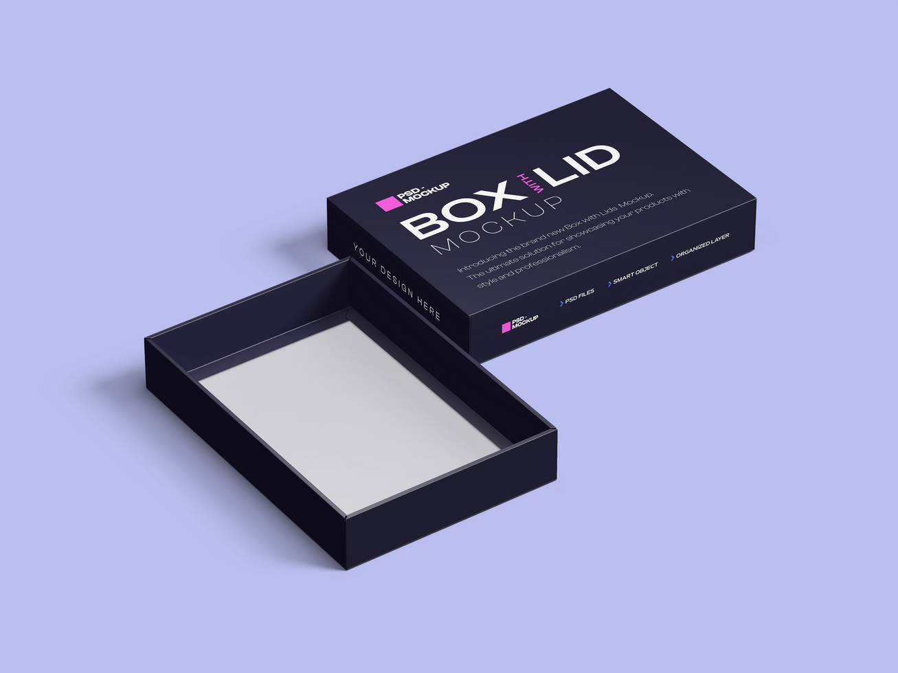 Box with Lid Mockup 3D Render psd