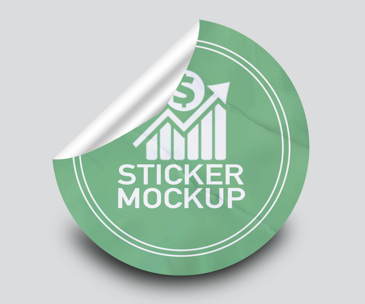 Round Peel Sticker Mockup Template psd