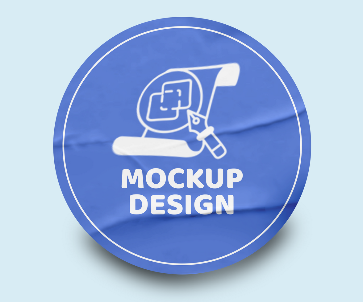 Crumbled Paper Sticker Mockup Template psd