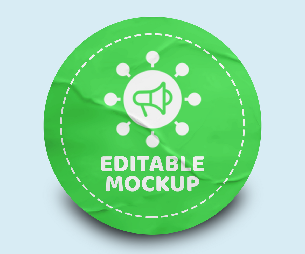 Creative Glued Sticker Mockup Template psd