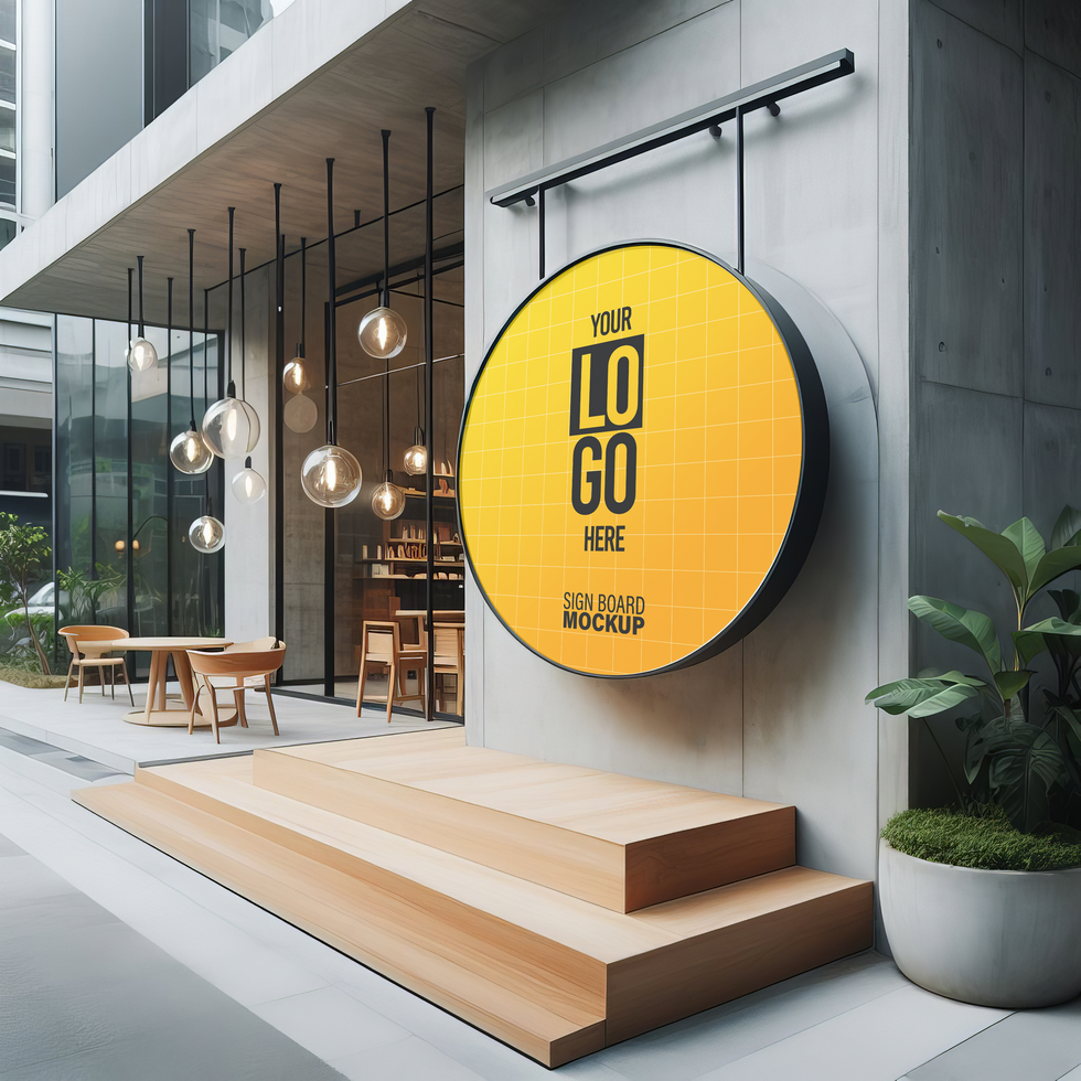 Digital or poster signage mockup on public area psd