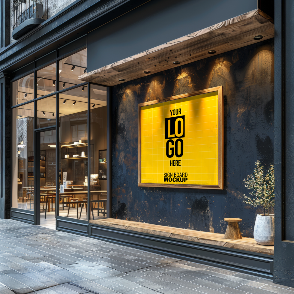 Digital or poster signage mockup on public area psd