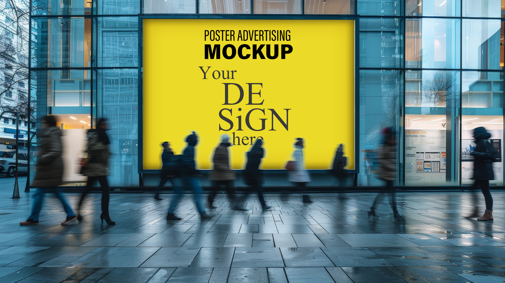 Giant billboard mockup in the middle of shopping center psd