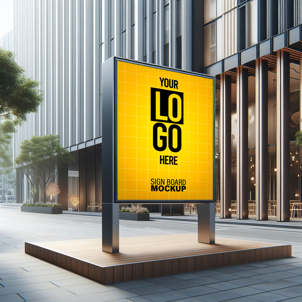 Digital or poster signage mockup on public area psd