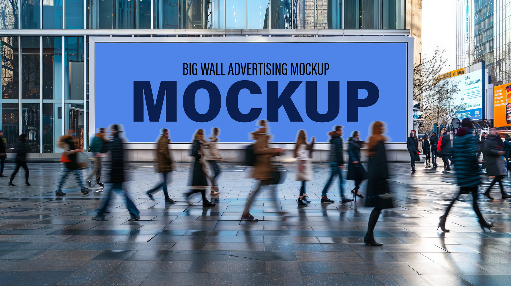 Giant billboard mockup in the middle of shopping center psd