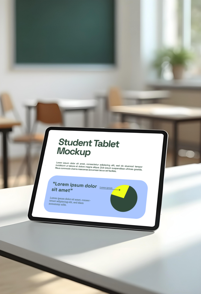black tablet student school branding mockup psd