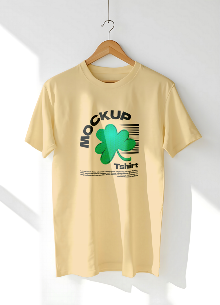 Yellow Shirt Clothes Model Mockup Template psd