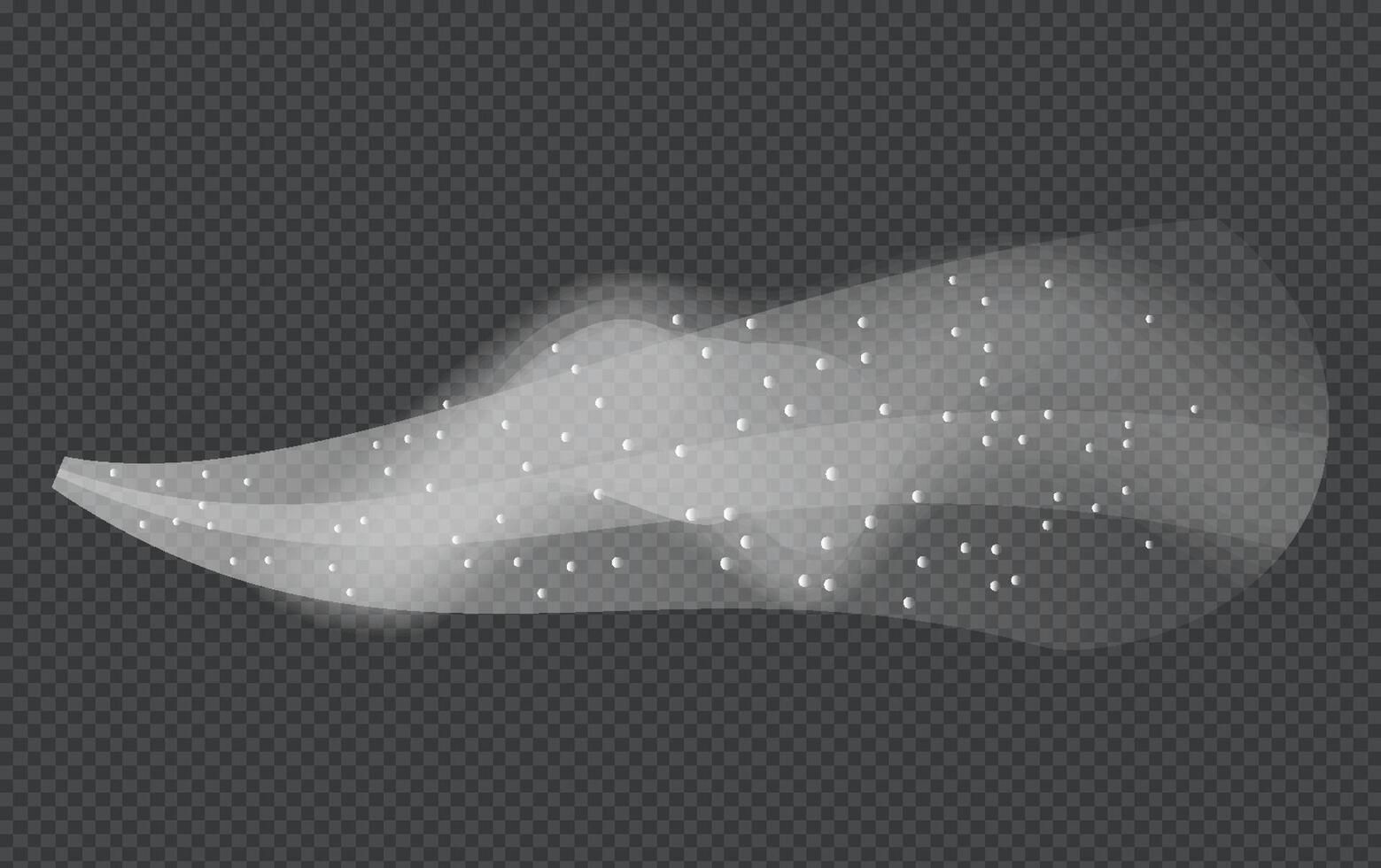 Water spray white smoke or fog dust and dots, mist of atomizer. Trigger Sprayer effect with spray or stream nozzles. Abstract dots clouds, blizzard. 3d elements illustration vector