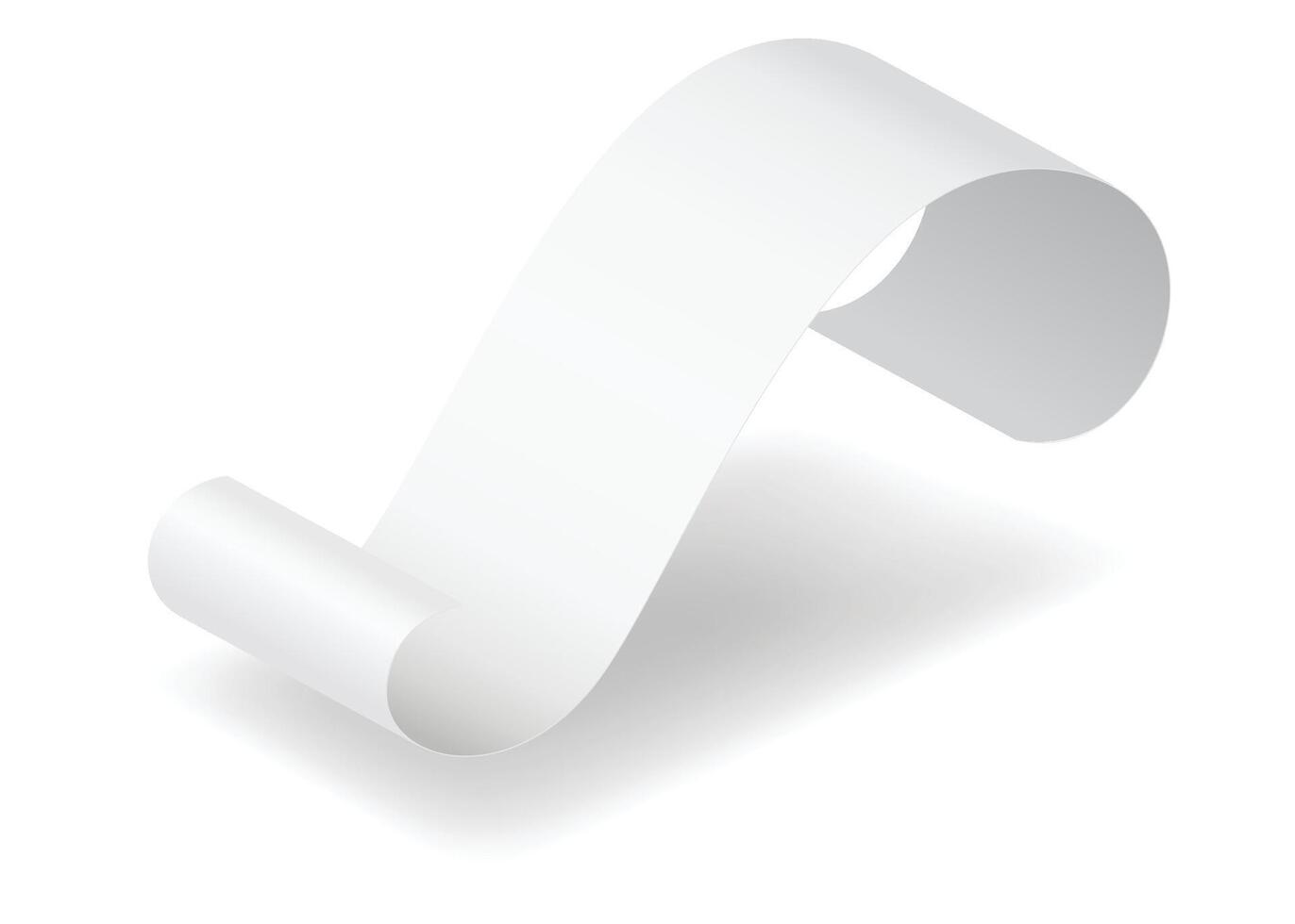Payment check and receipts with shadow. Curved financial paper, purchase invoice. Buying, bill or calculate pay. Receipt the seller forms vector