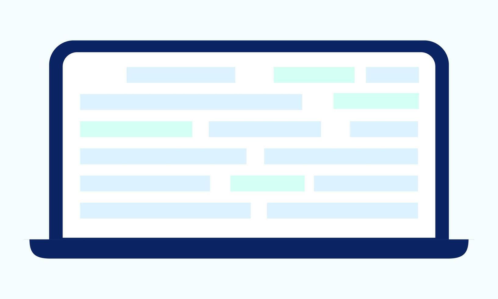 A laptop computer icon that displays a multitude of lines on its screen vector