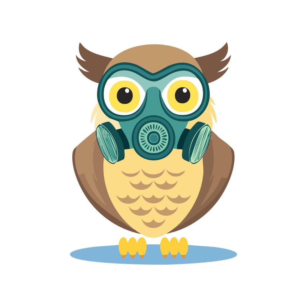 Owl wearing a gas mask vector