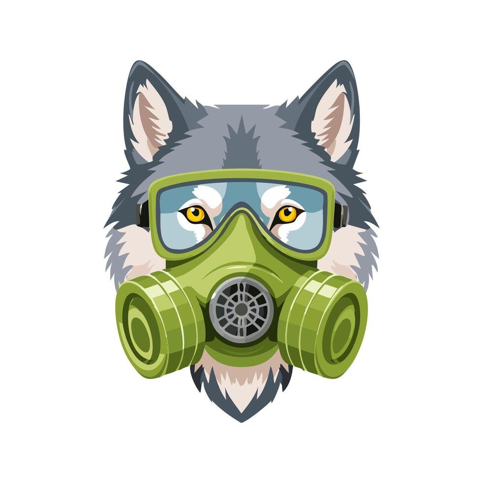 Wolf wearing a gas mask vector