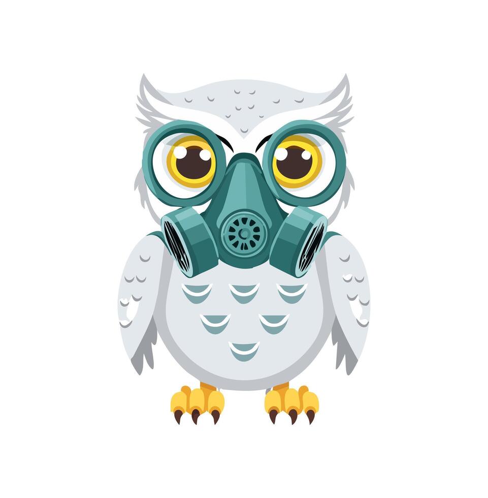 Snowy Owl wearing a gas mask vector