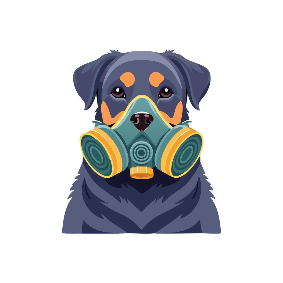 Rottweiler wearing a gas mask vector