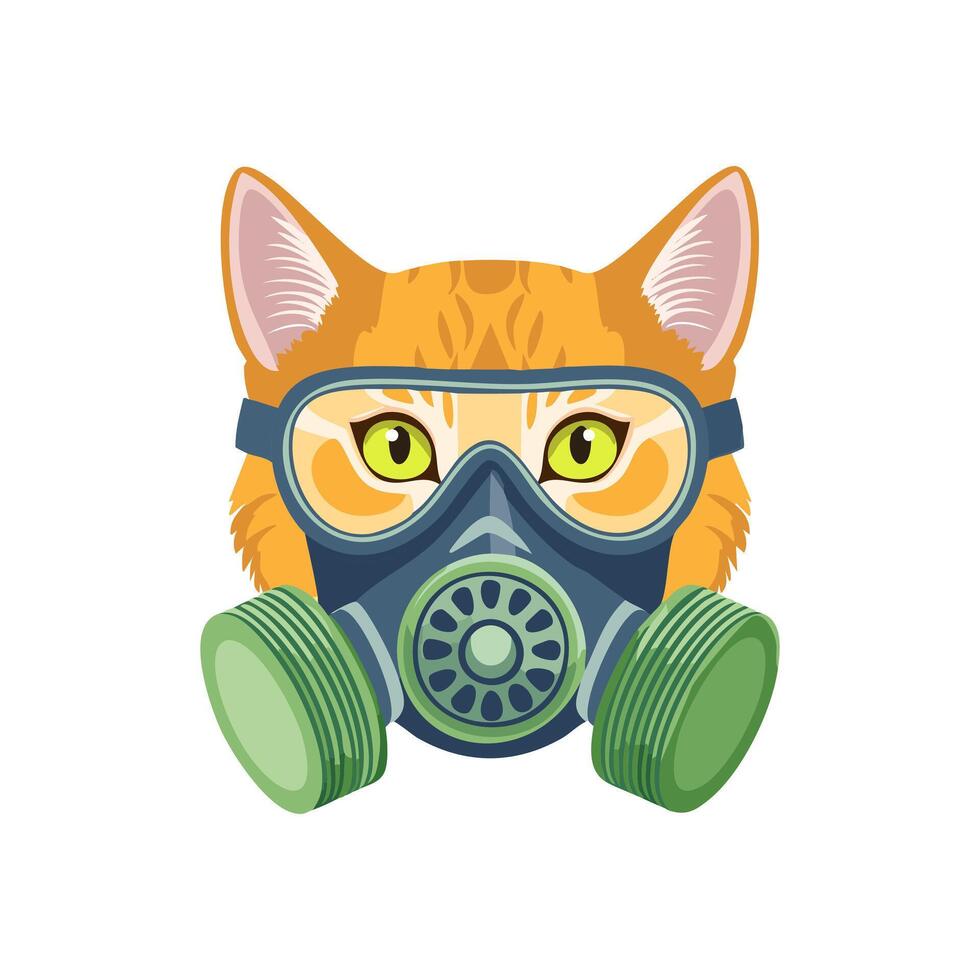 Cat wearing a gas mask vector