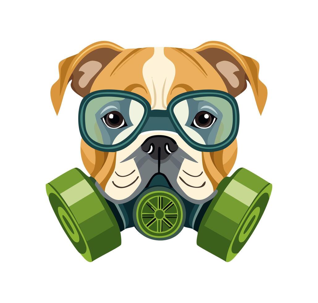 Bulldog wearing a gas mask vector