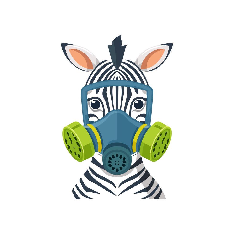 Zebra wearing a gas mask vector
