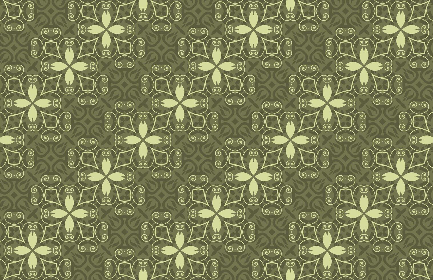 A green and yellow pattern with flowers vector