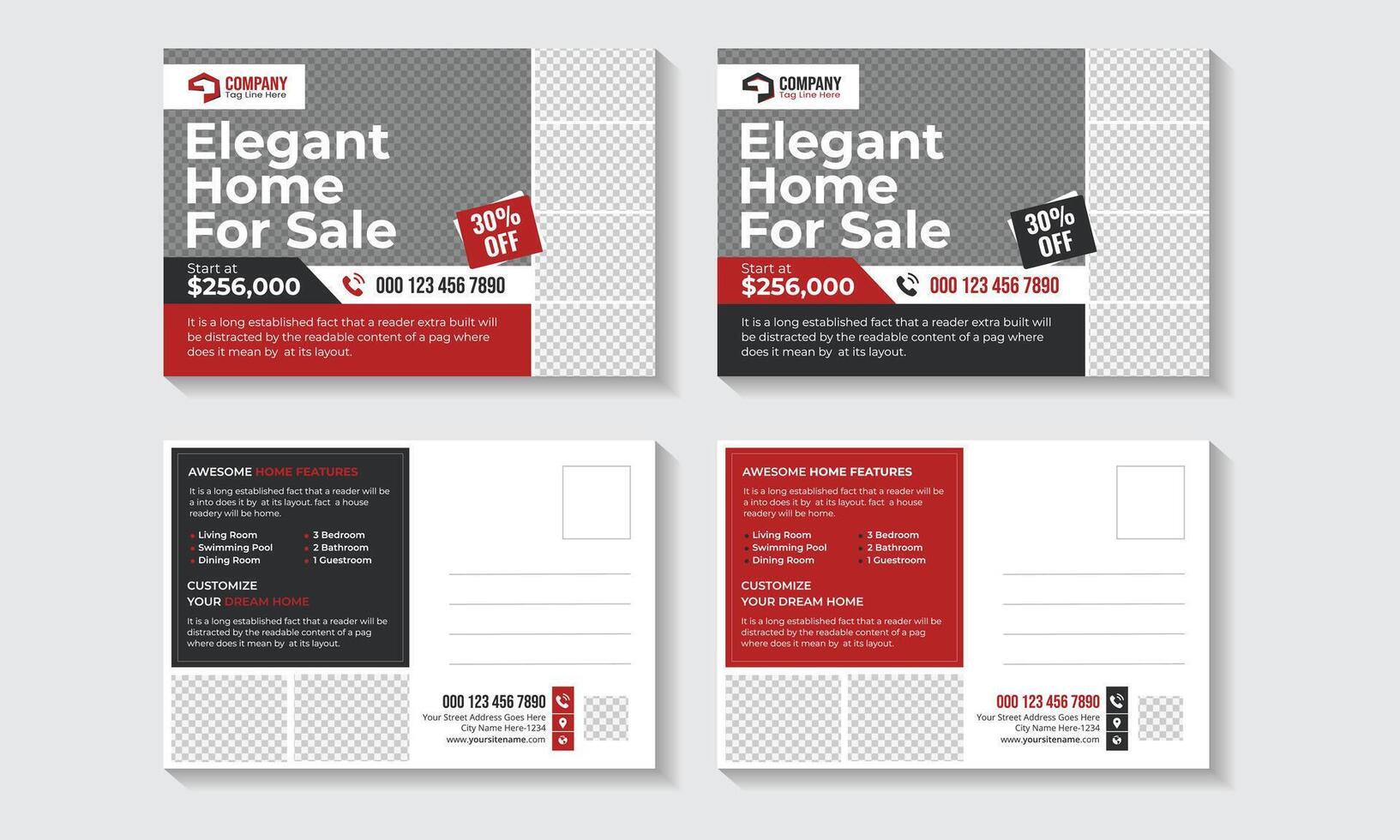 Real estate postcard design template with modern layout vector
