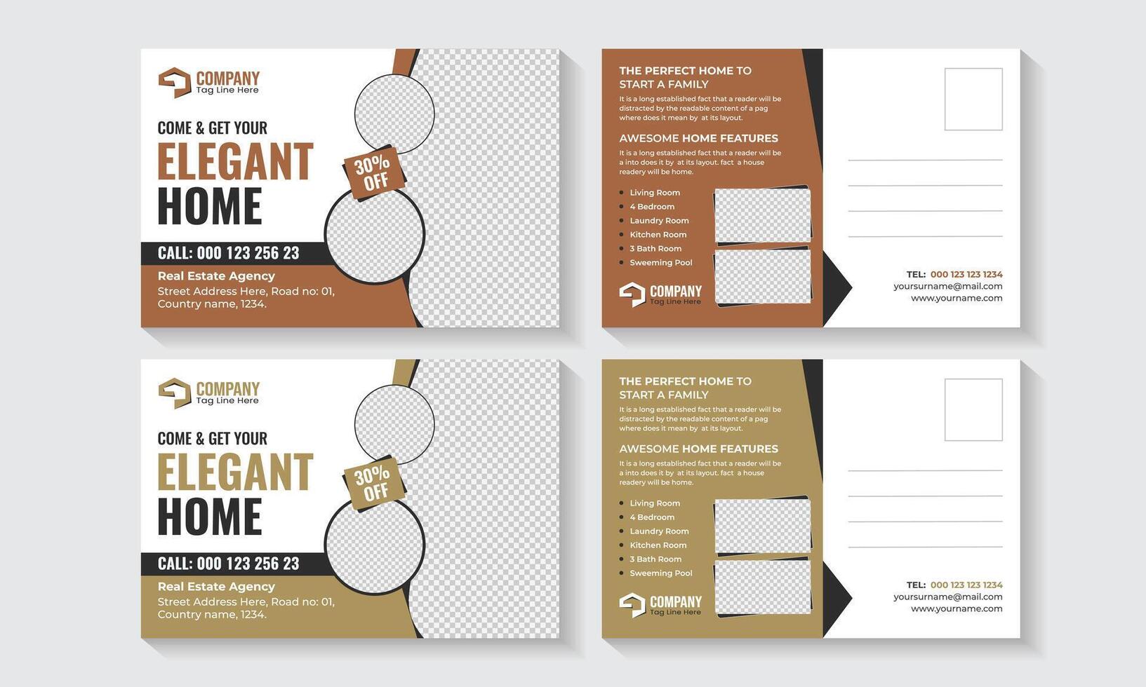 Real estate postcard design template for corporate business vector