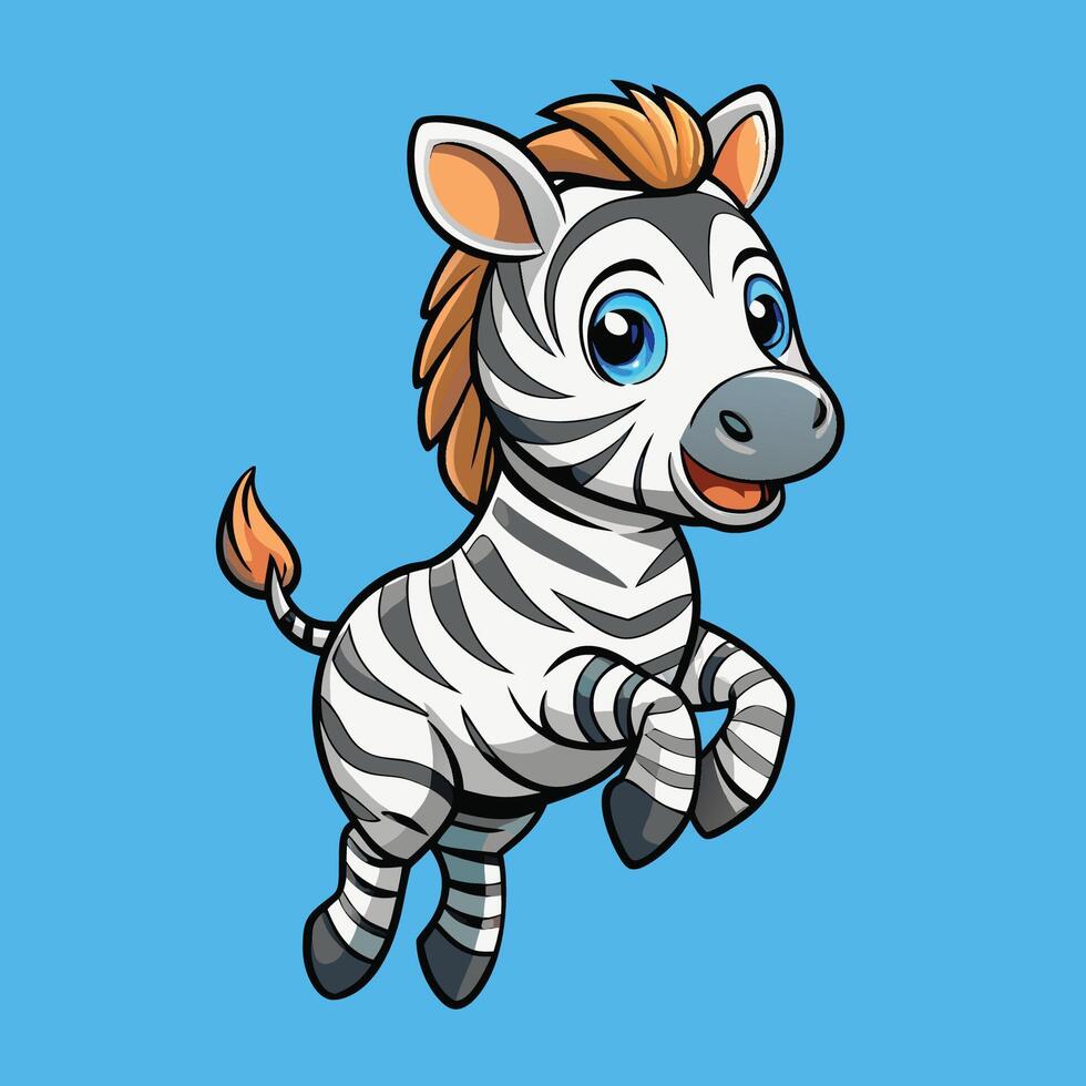 Adorable Jumping Baby Zebra in Cartoon Illustration Icon vector