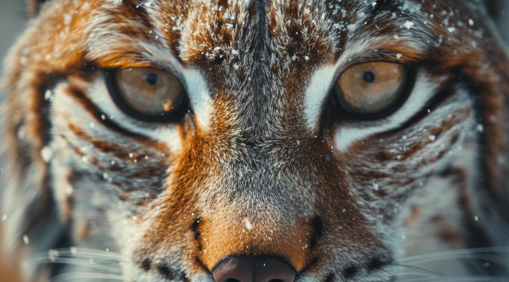 Close-Up View of a Lynxs Eyes and Nose in the Wild photo