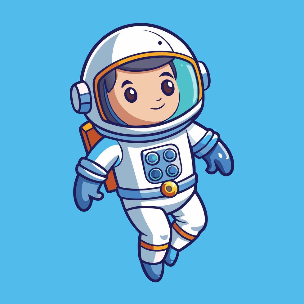 Adorable Astronaut Floating Amidst the Cosmic Canvas vector