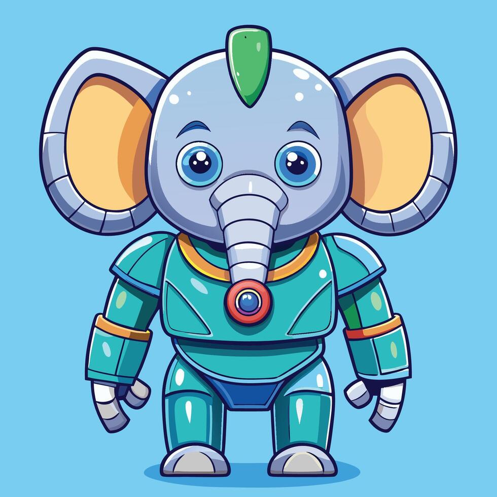 Adorable Elephant Robot Cyborg with Cartoonish Features in Icon Illustration vector