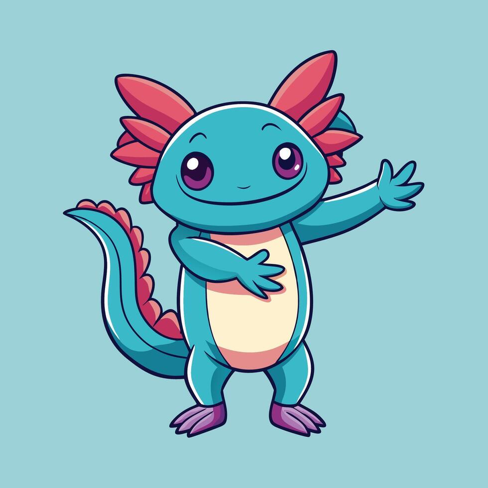 Cute Axolotl Dabbing with Cartoon Icon Style vector