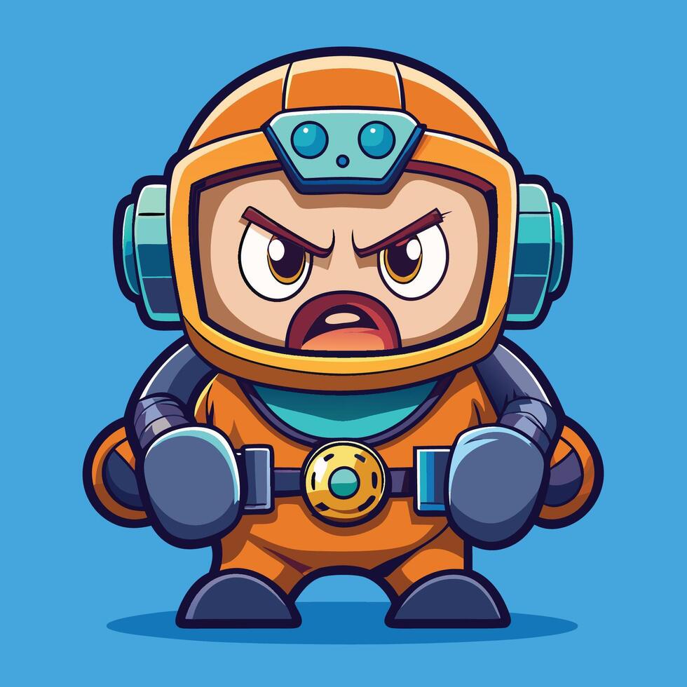 Adorable Angry Diver Cartoon Icon Illustration with a Gamer Vibe vector