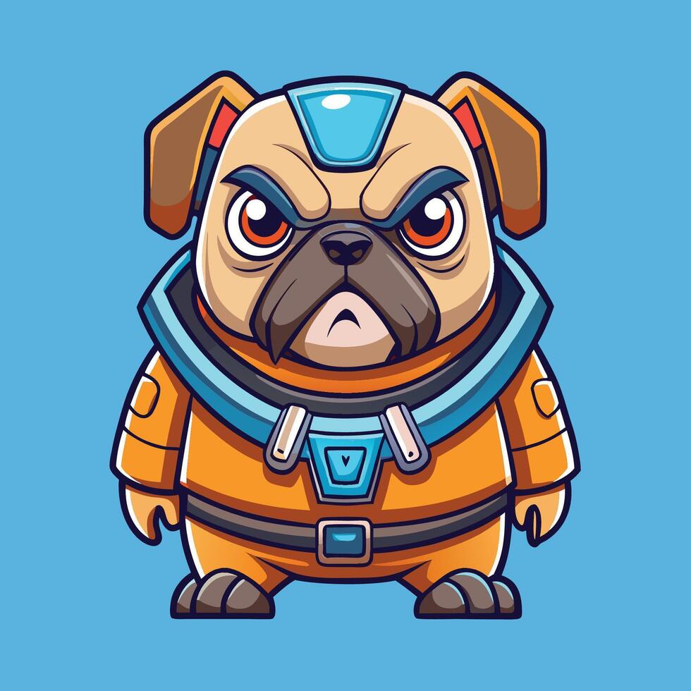 A cartoon pug dog in space suit vector