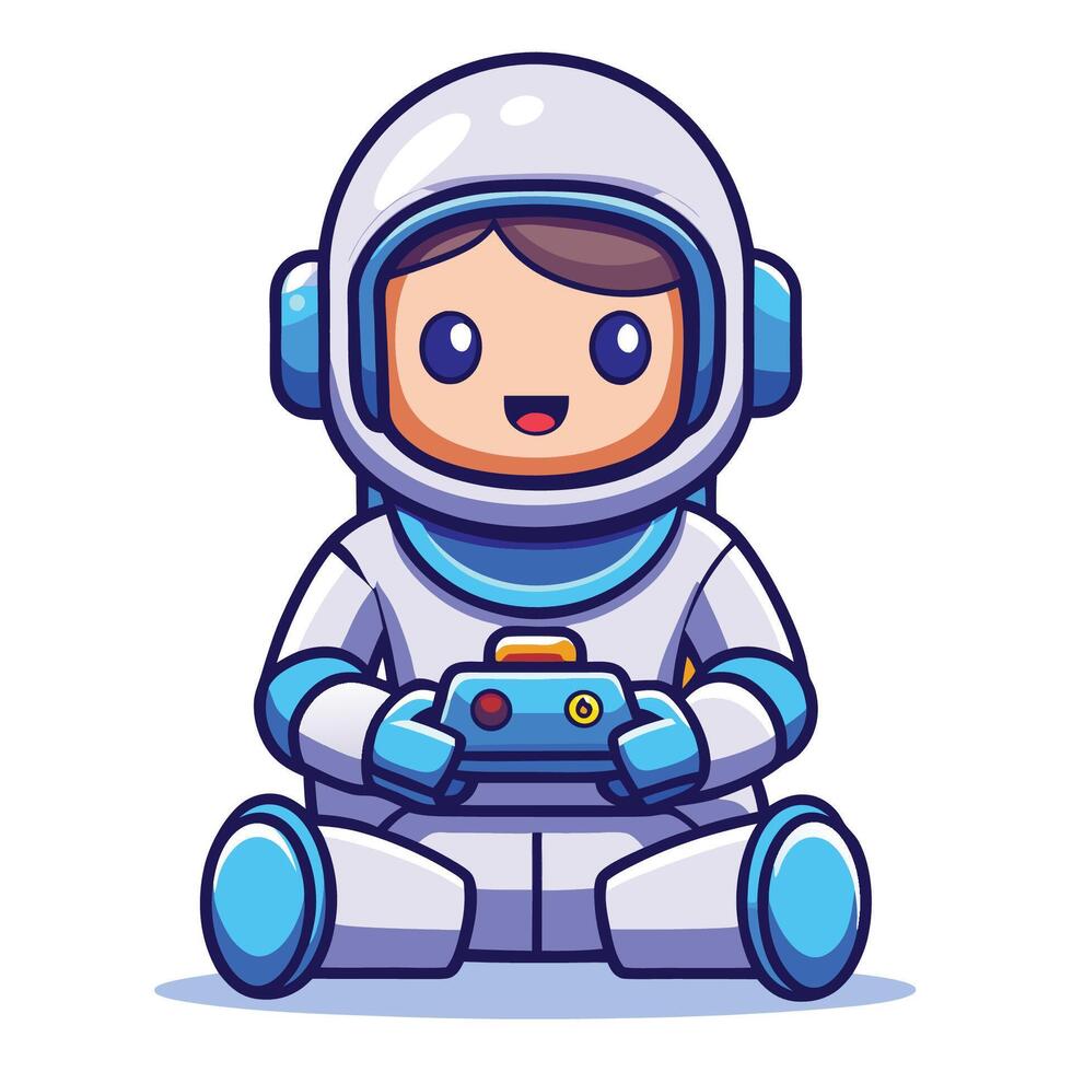 Cartoon astronaut playing game vector