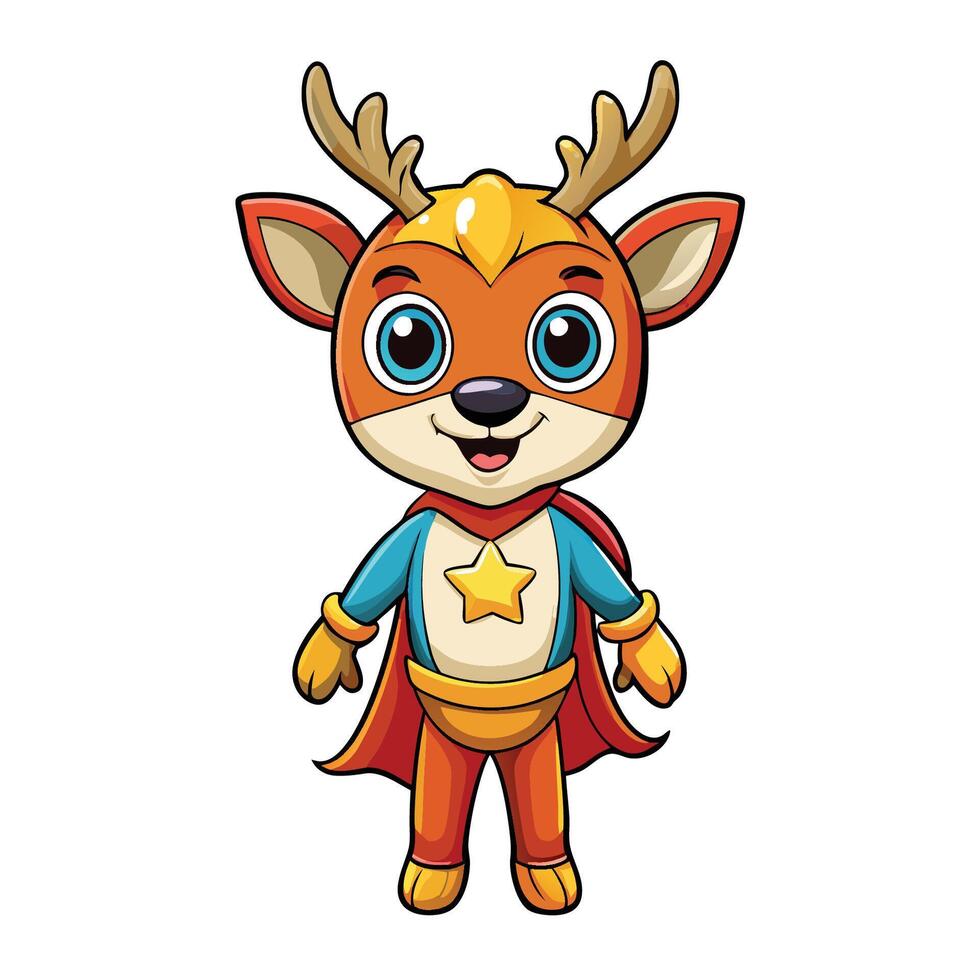 Adorable Cartoon Icon Depicting a Super-Powered Deer with a Cute Expression vector