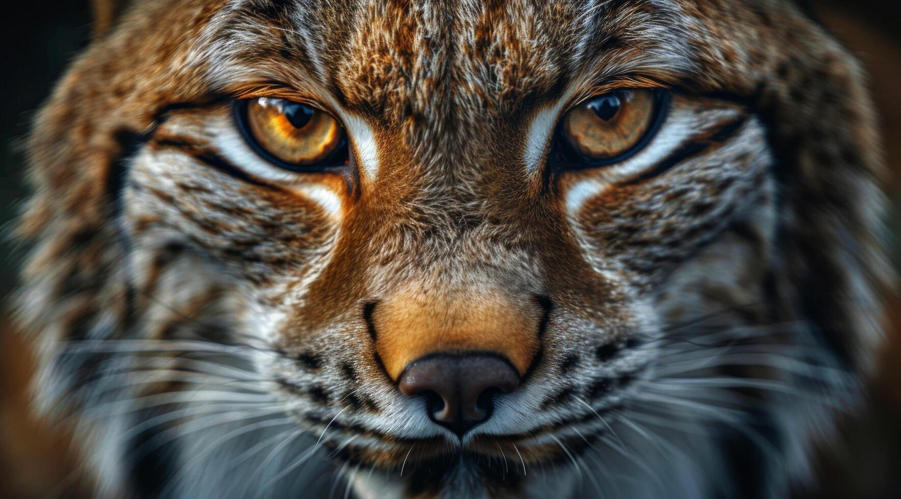 Close-Up View of a Lynxs Eyes and Nose in the Wild photo