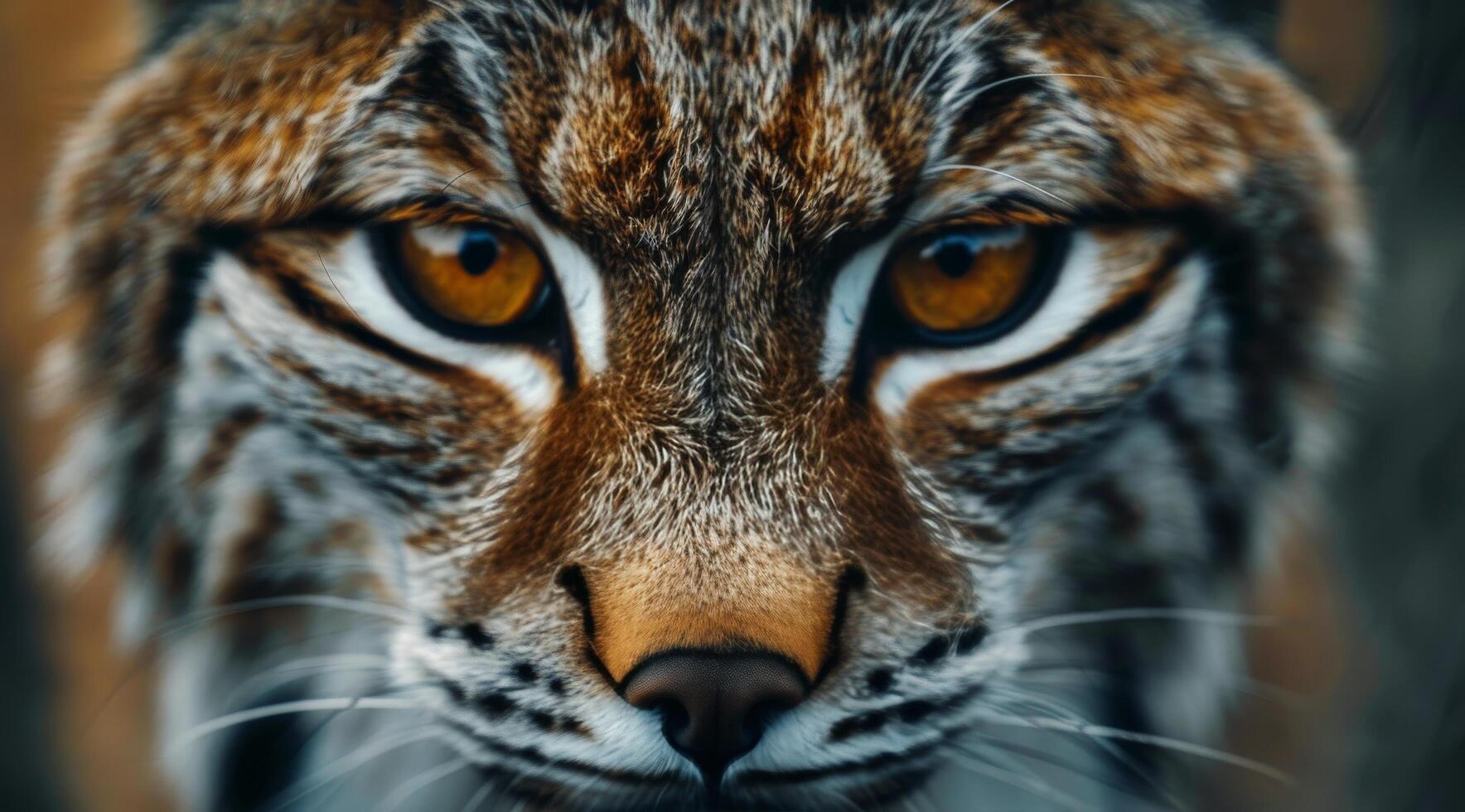 Close-Up Portrait of a Lynxs Golden Eyes With Blurred Background photo
