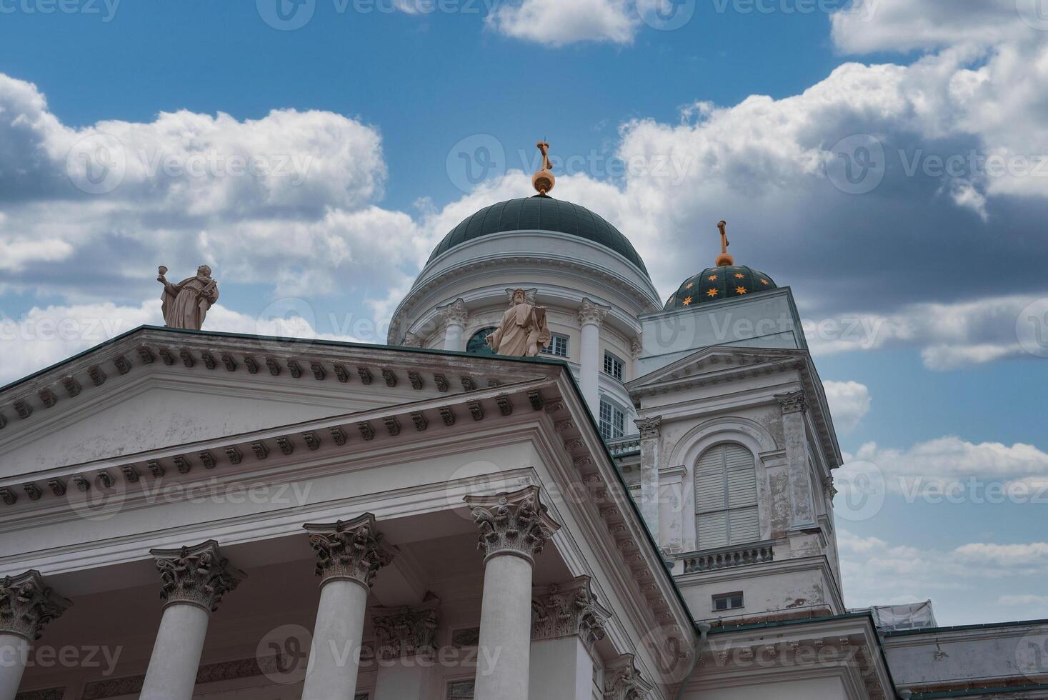Helsinki Cathedral with Neoclassical Architecture and Green Dome photo