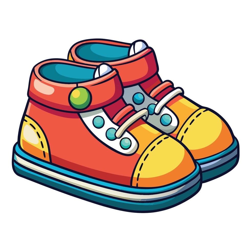 Adorable Cartoon Icon Illustrating Stylish Baby Shoes vector