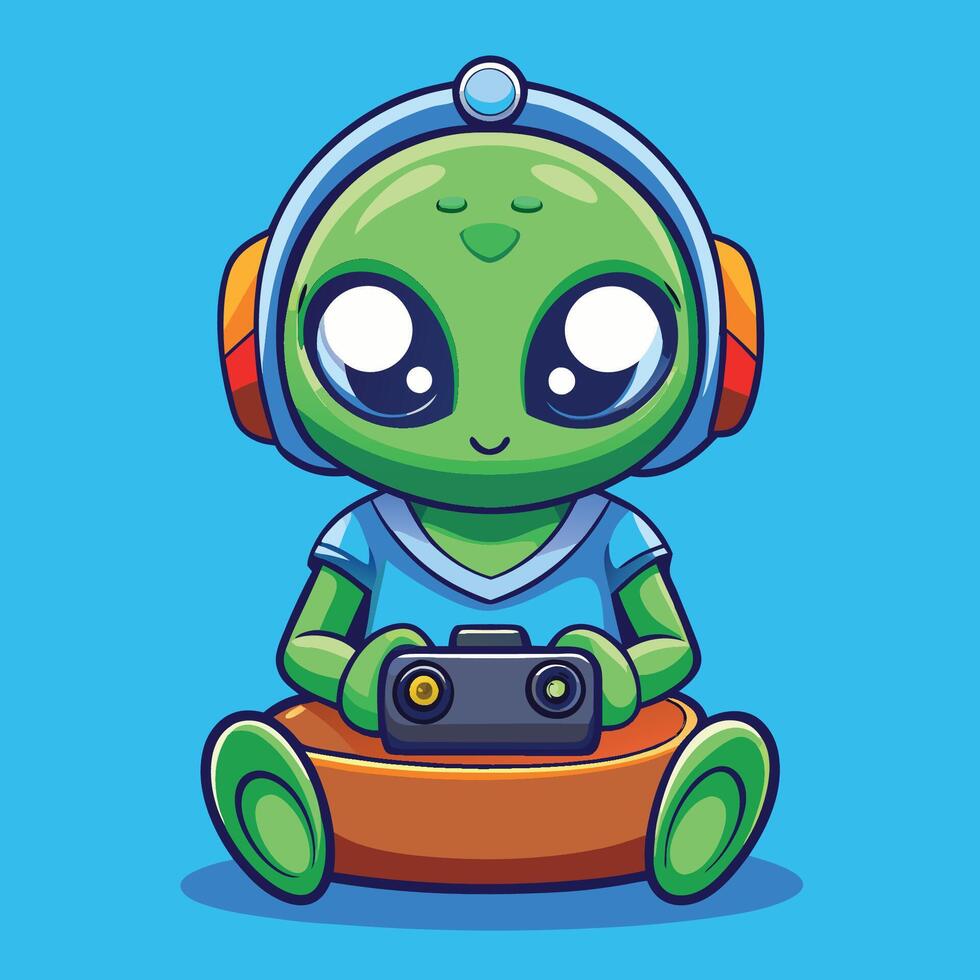Alien playing game illustration vector