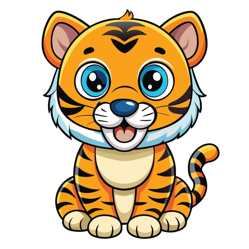 Adorable Cartoon Illustration of a Baby Tiger in a Pacifier vector