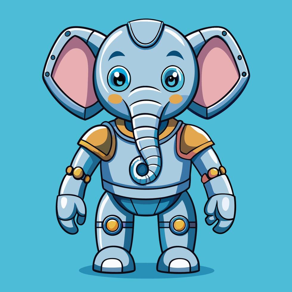 Cute Icon Illustration of a Robot Cyborg Elephant Cartoon vector